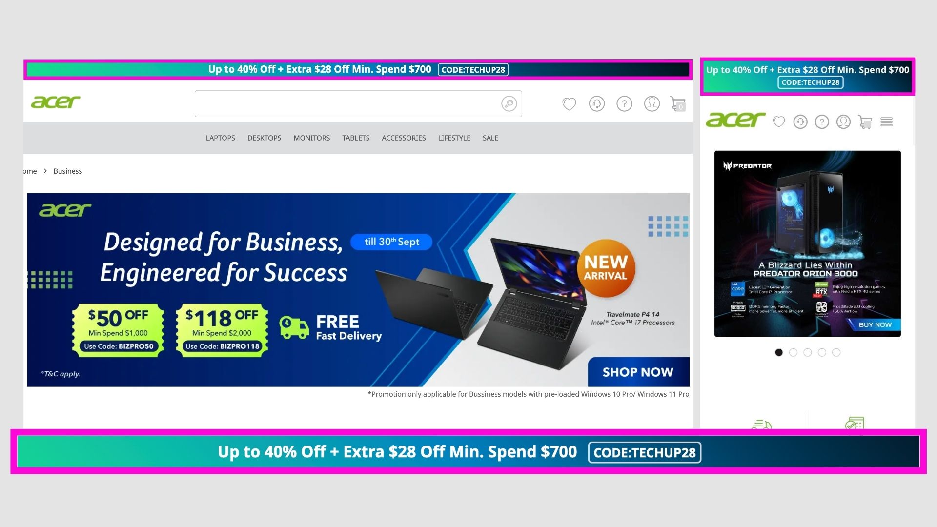 Acer announcement bar