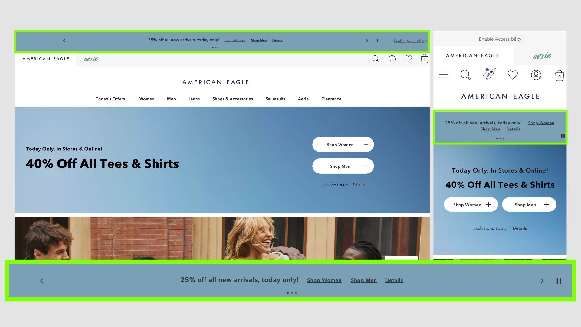American Eagle announcement bar