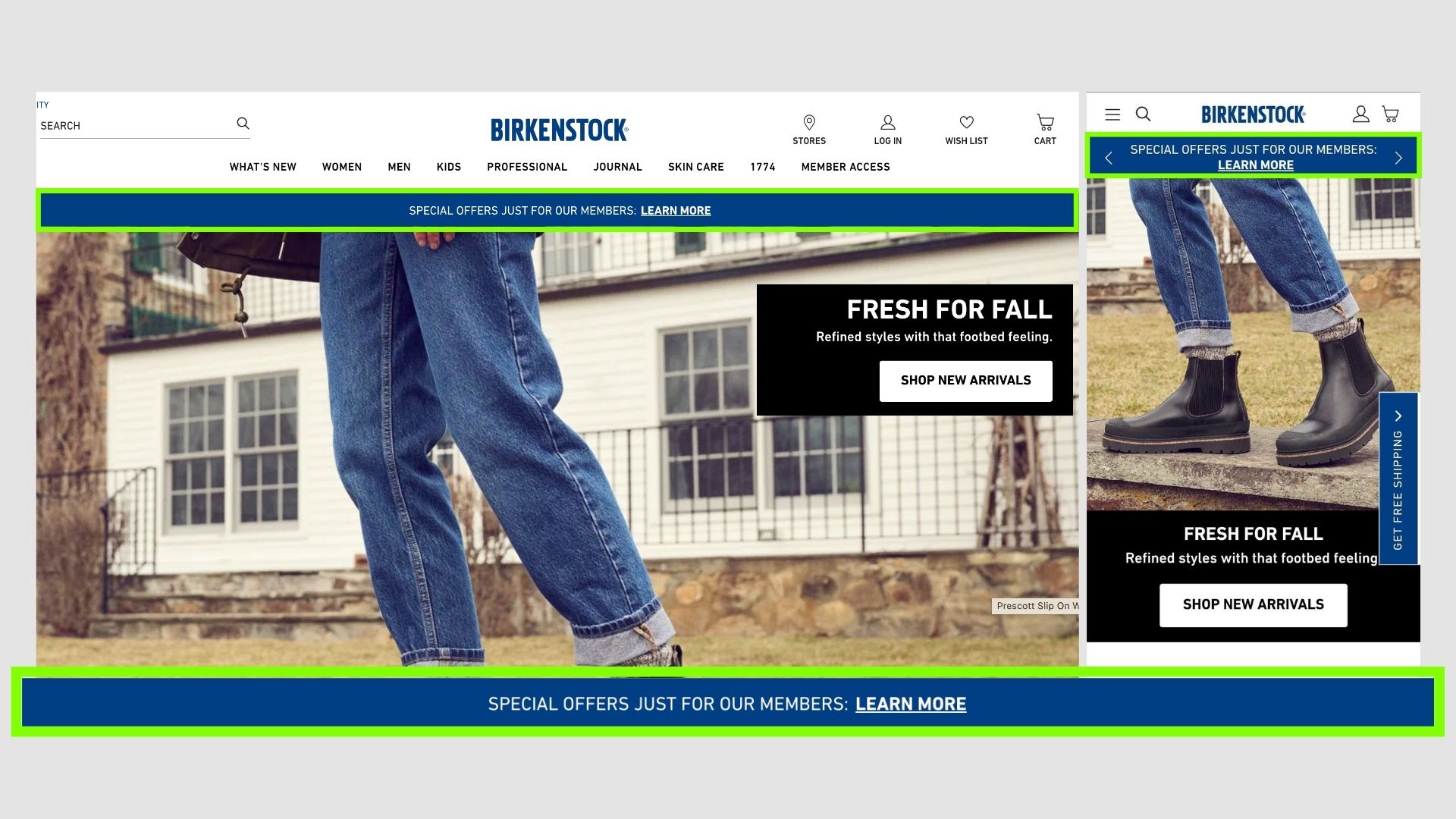Birkenstock announcement bar