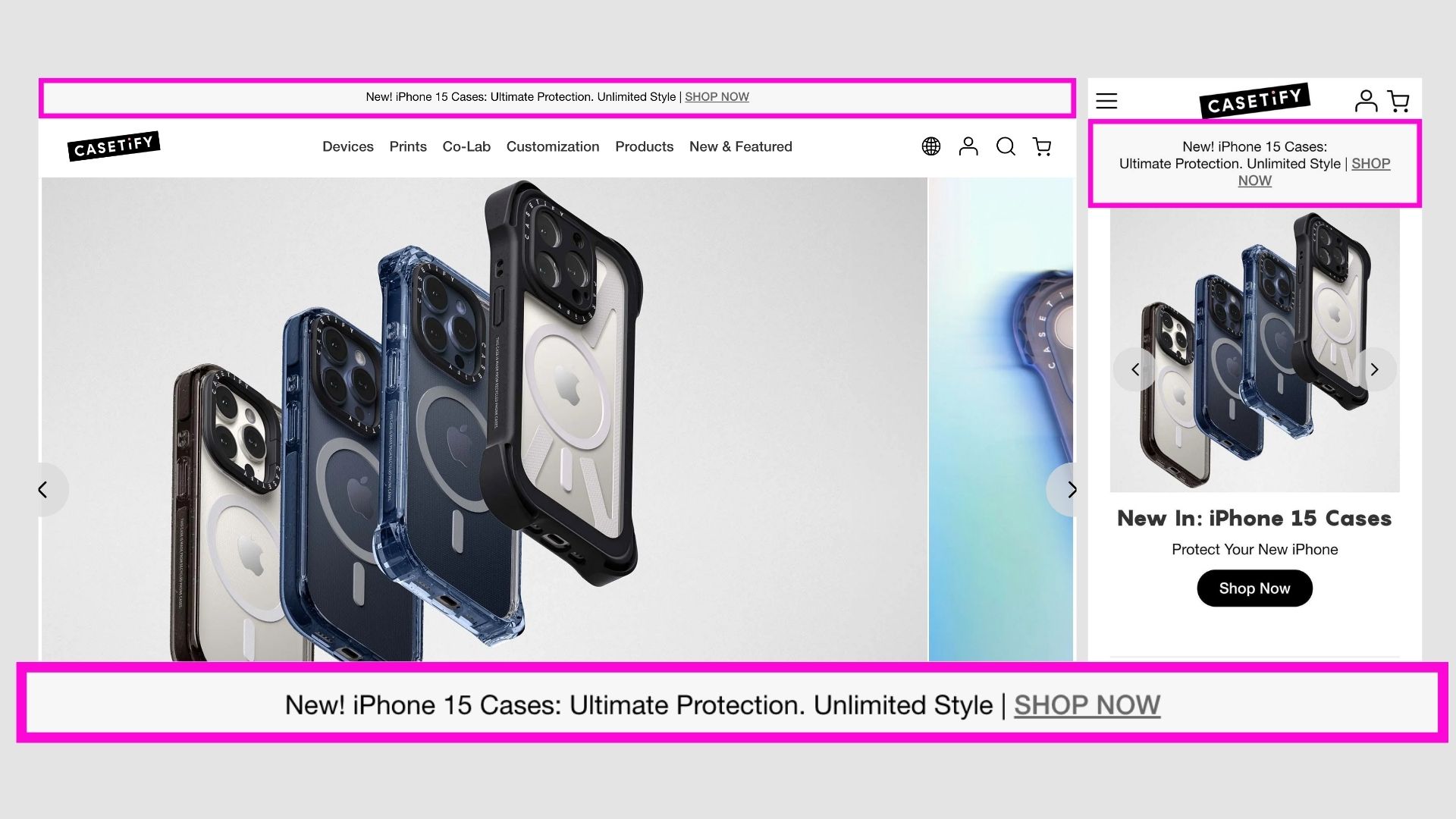 Casetify announcement bar