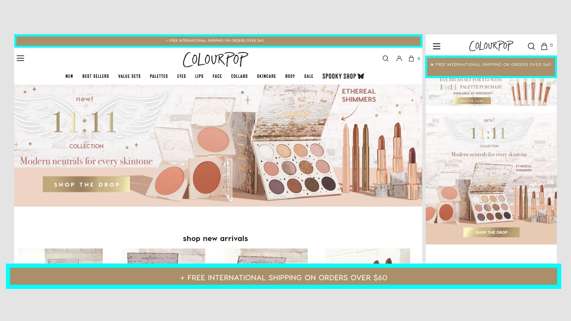 Colourpop homepage