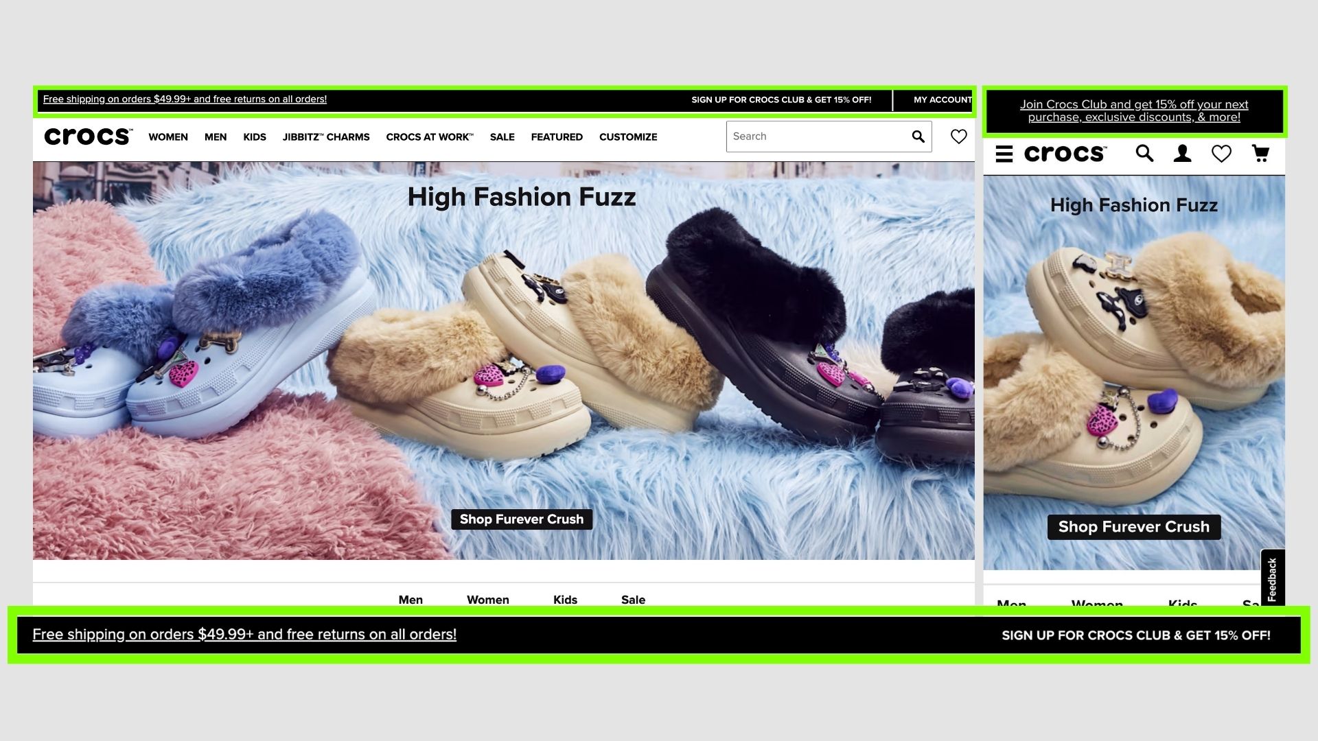 Crocs announcement bar