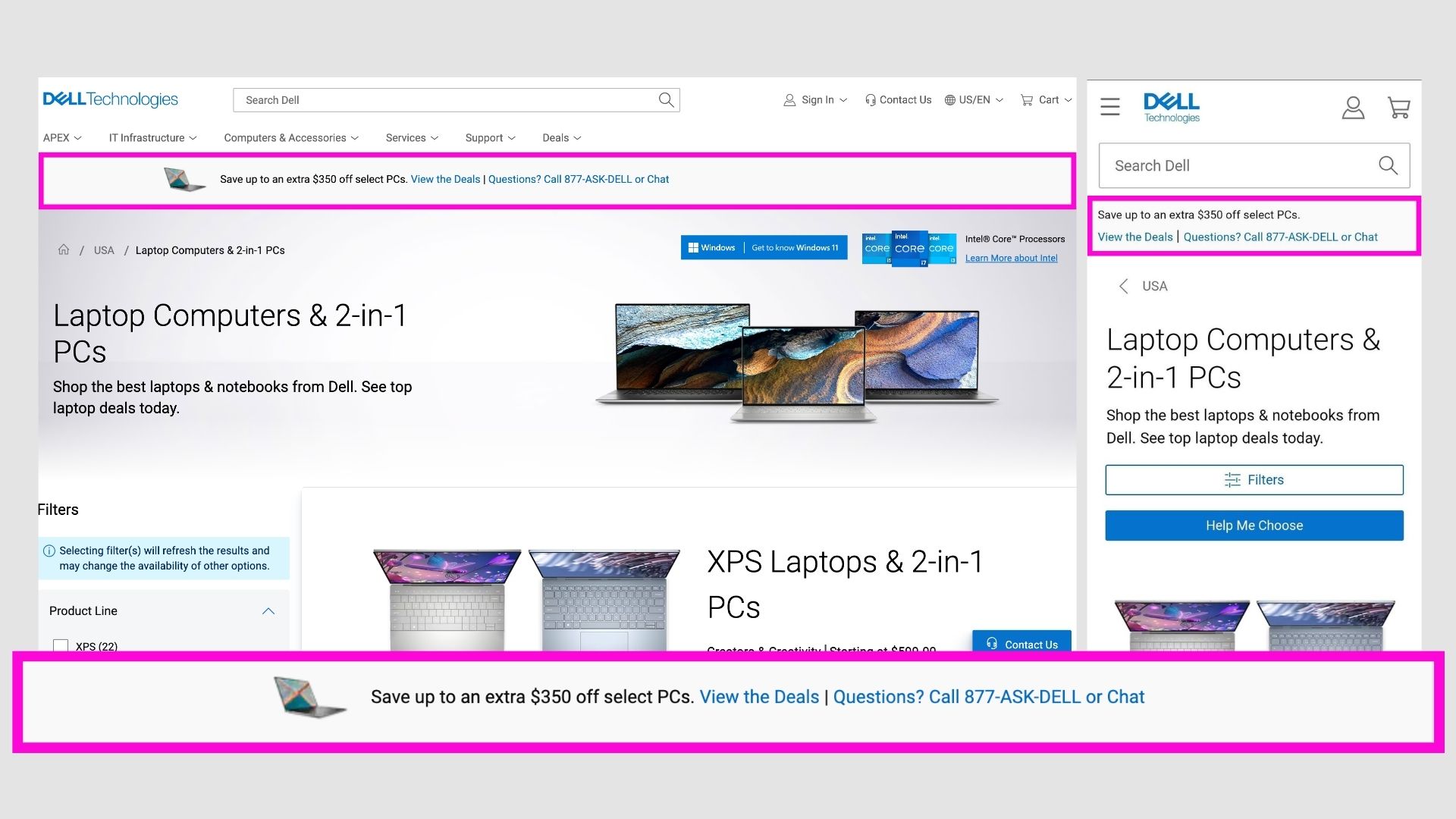 Dell announcement bar