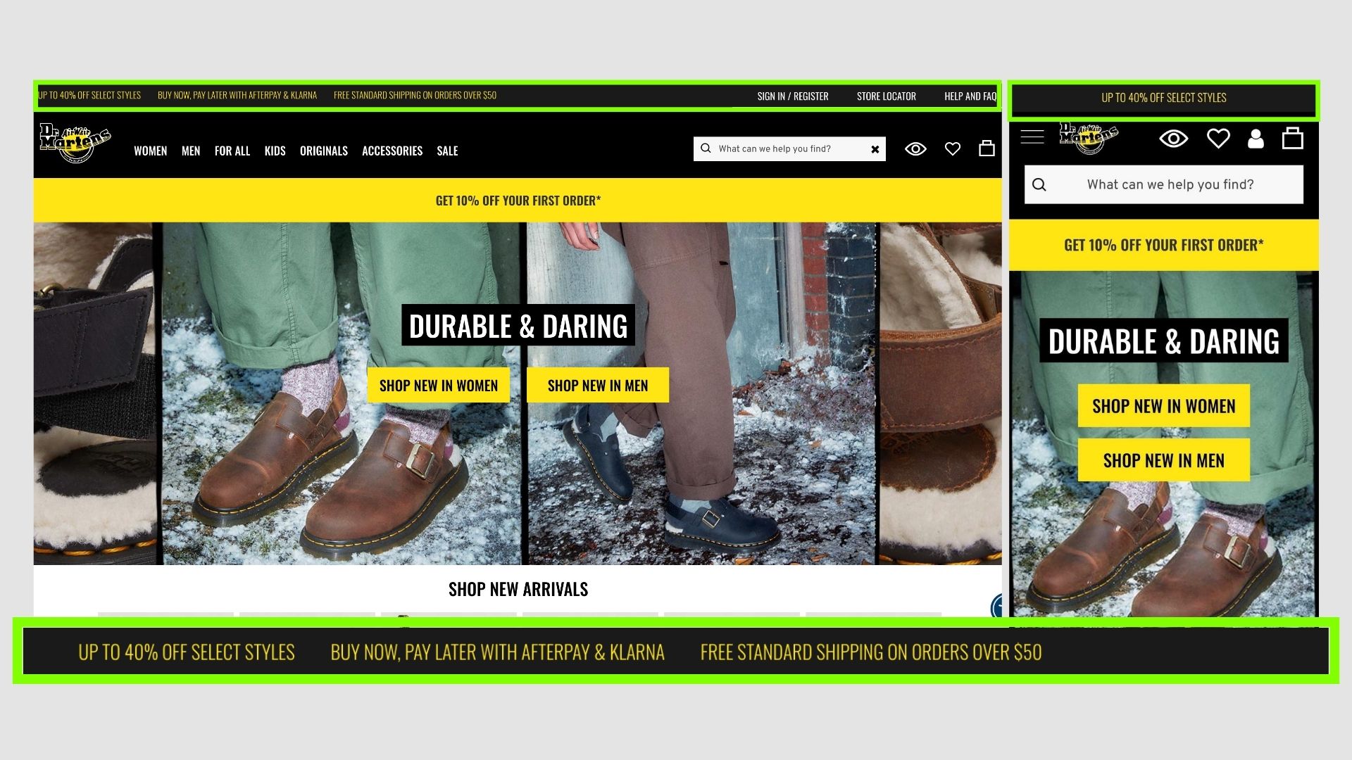 Dr Martens announcement bar