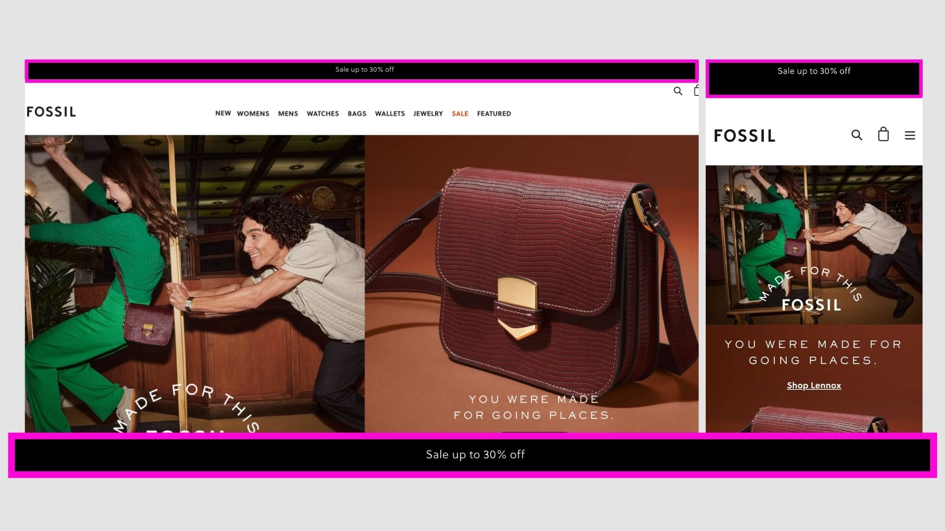 Fossil announcement bar