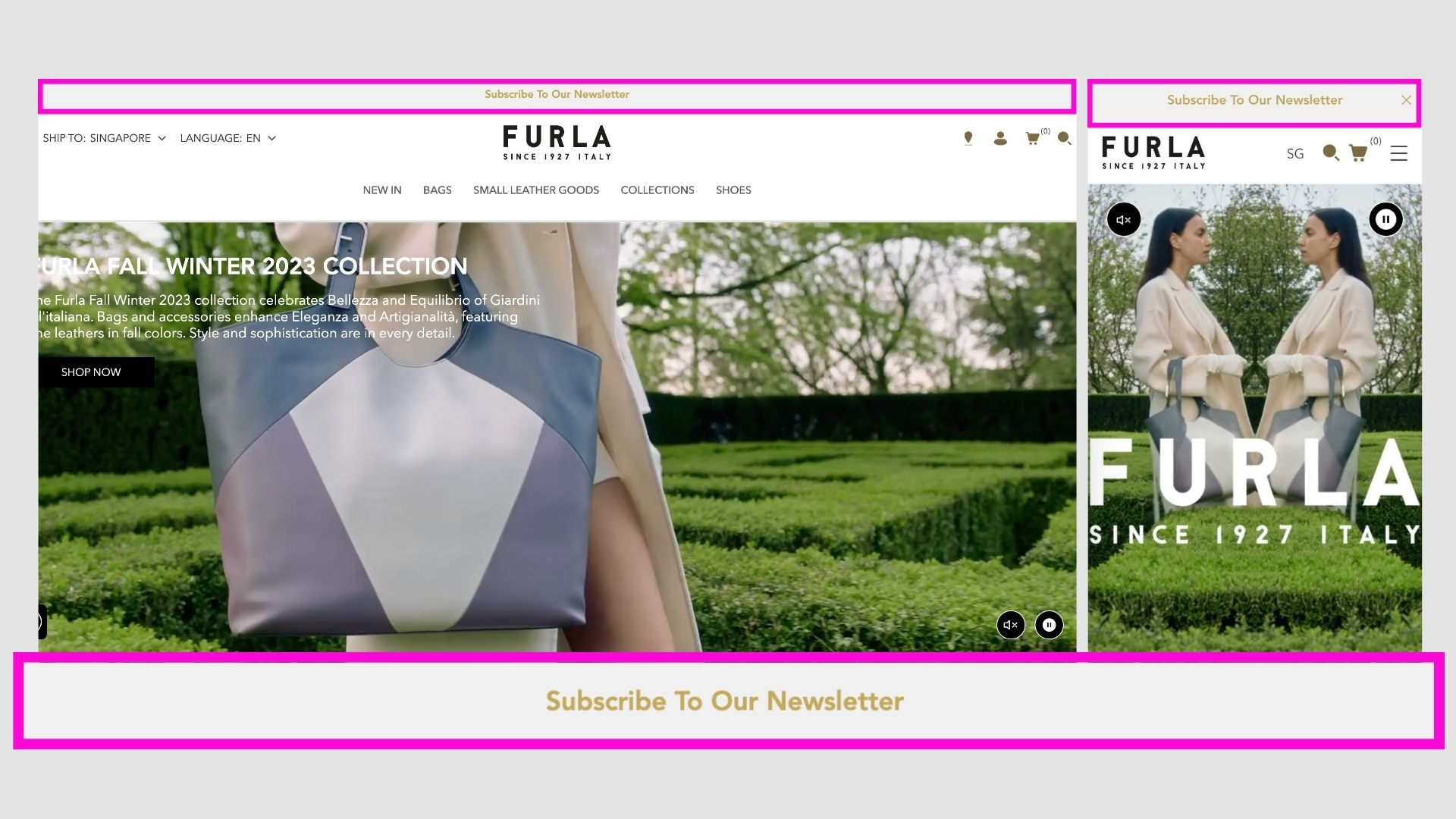 Furla announcement bar