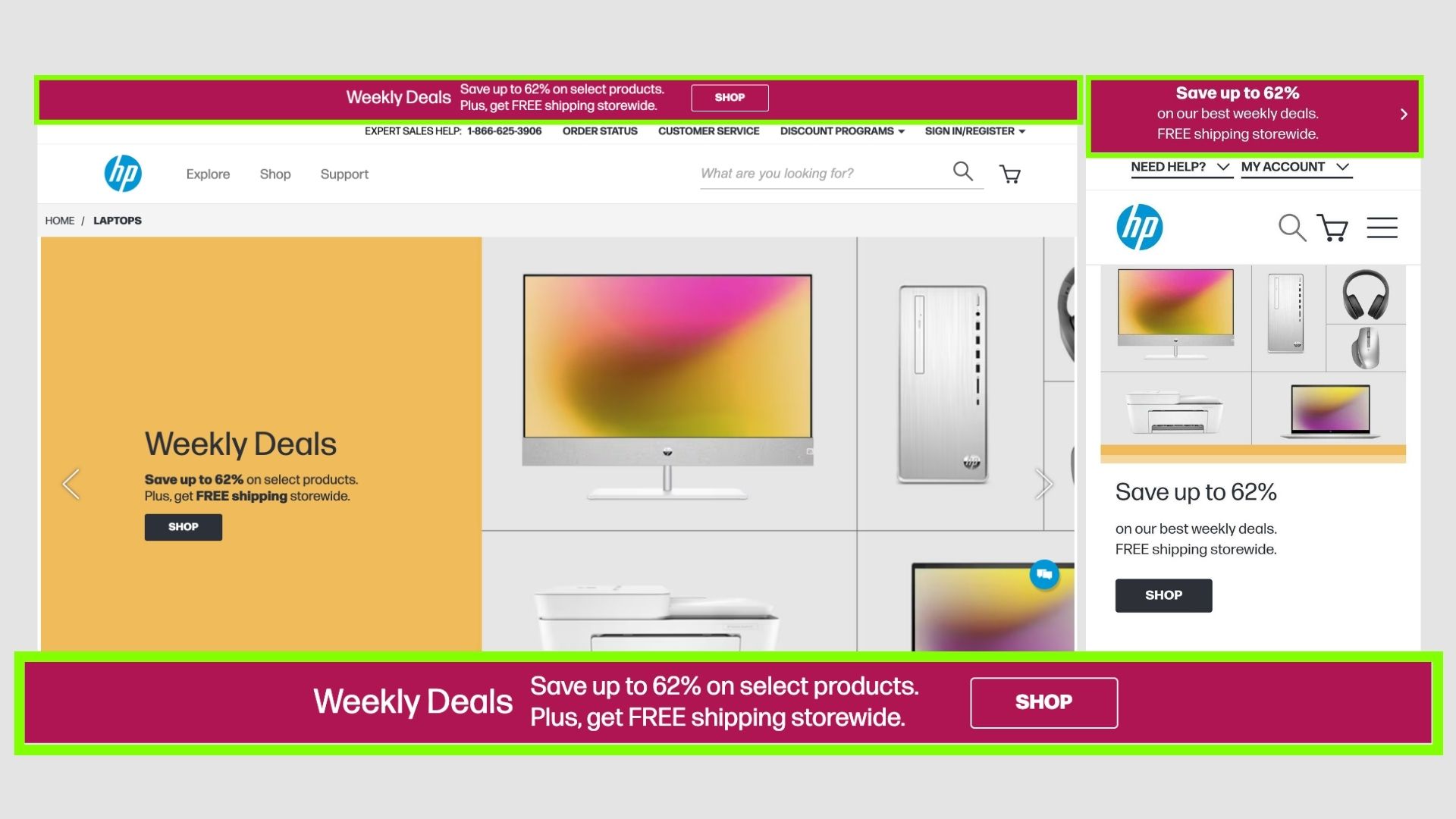 HP announcement bar