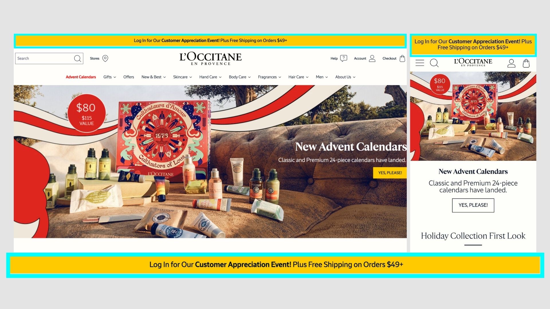 L'occitane announcement bar