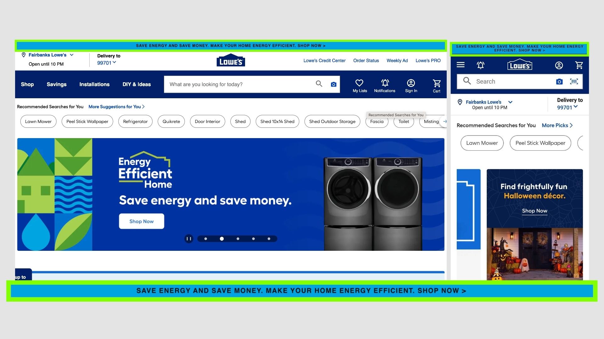 Lowe's announcement bar