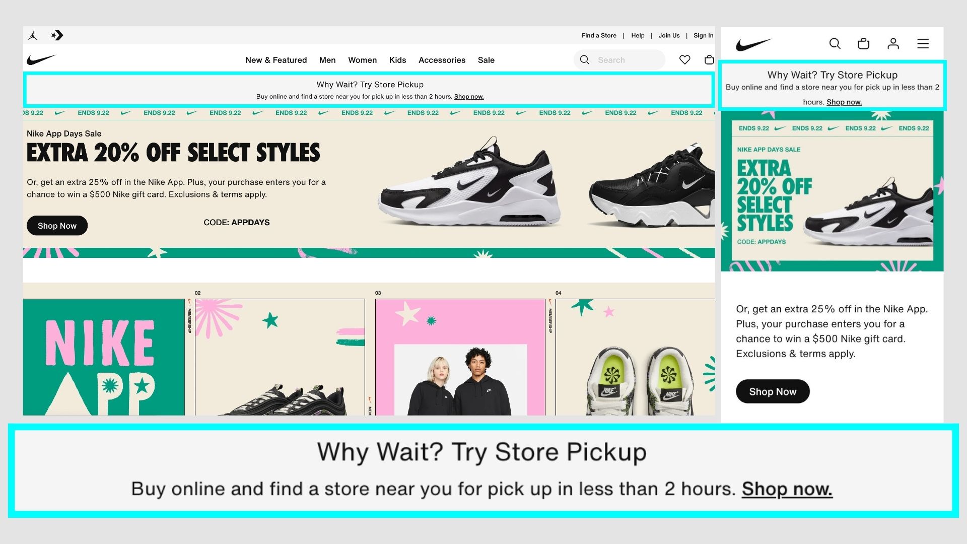 Nike announcement bar