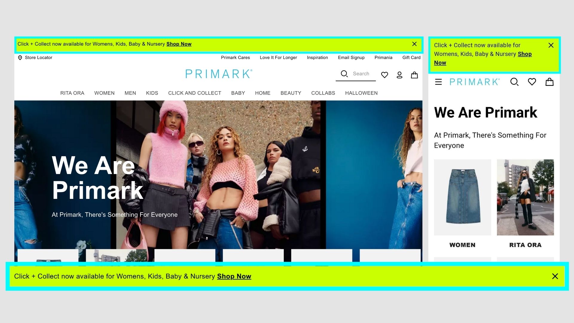 Primark announcement bar