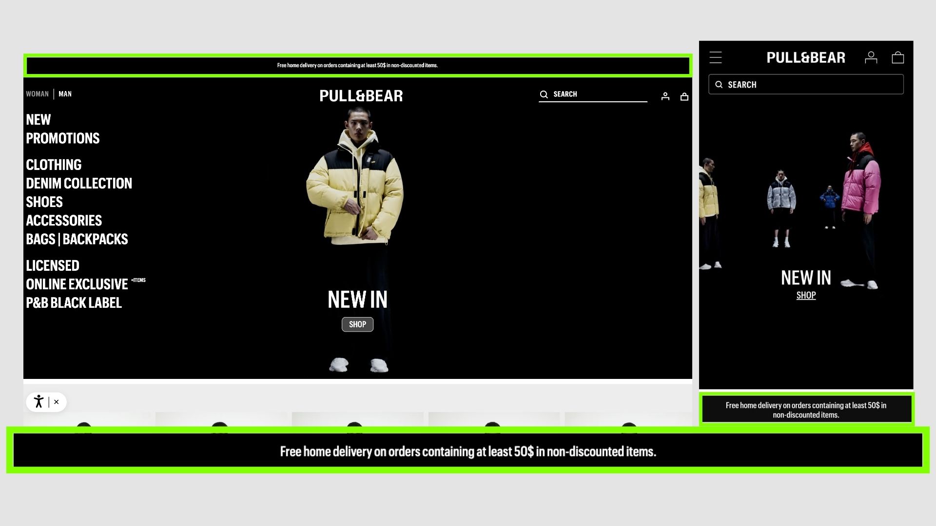 Pull &amp; Bear announcement bar