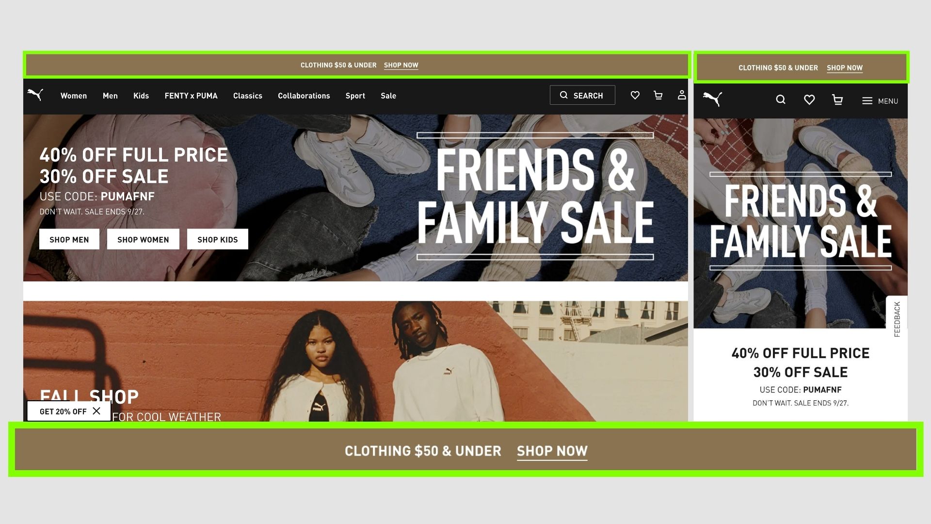 Puma announcement bar