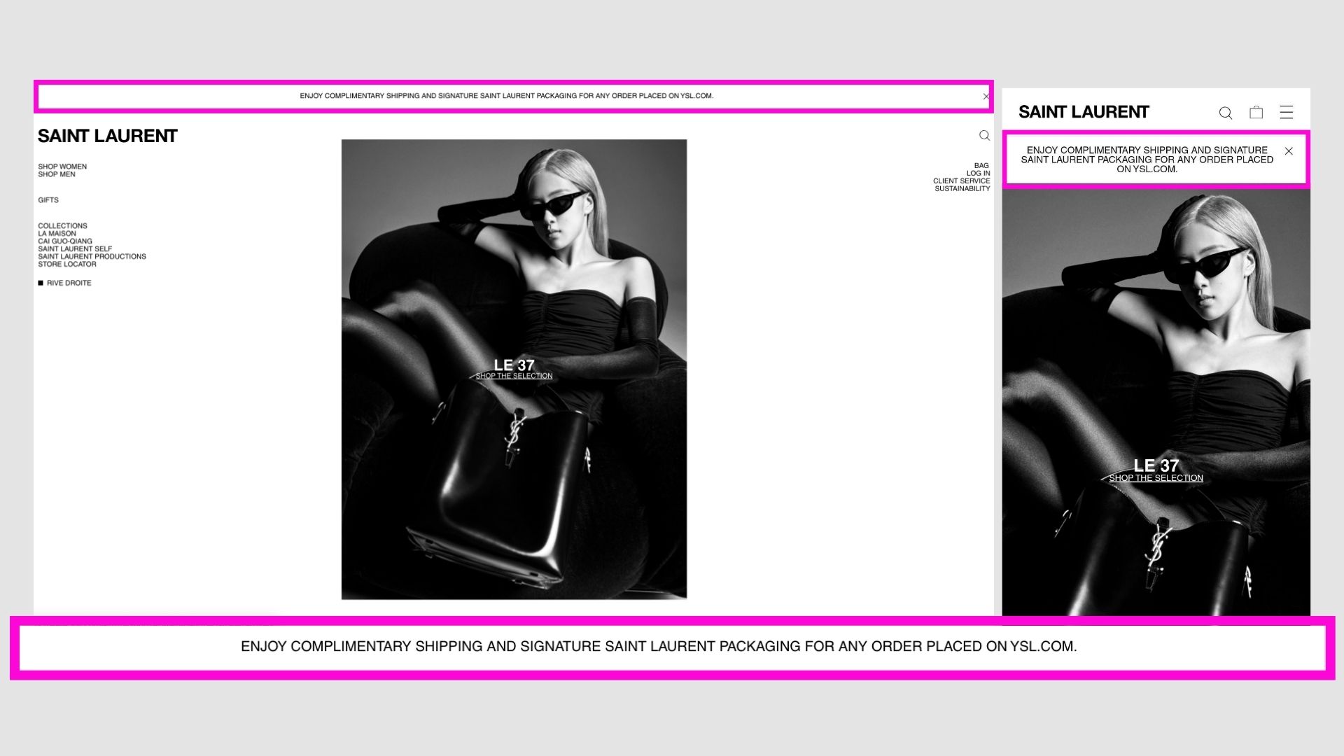 Saint Laurent announcement bar