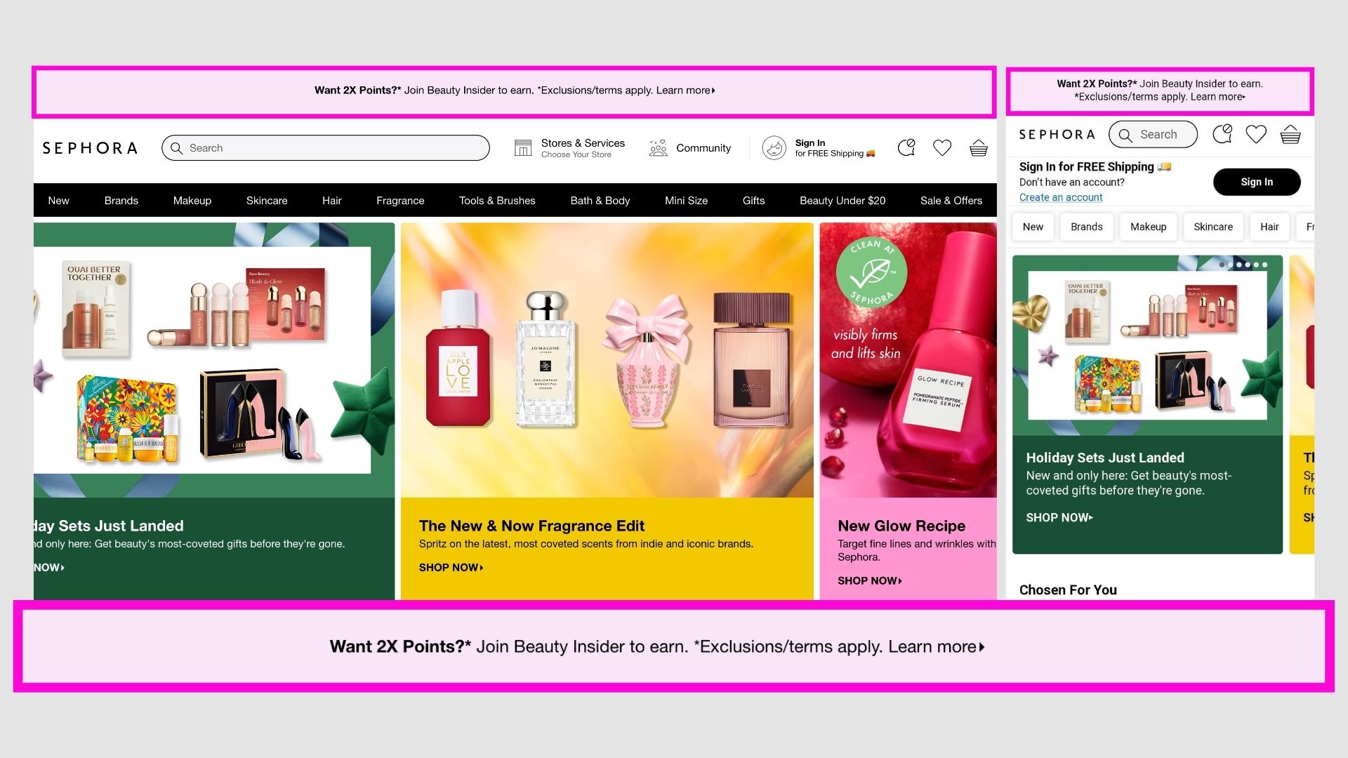 Sephora announcement bar