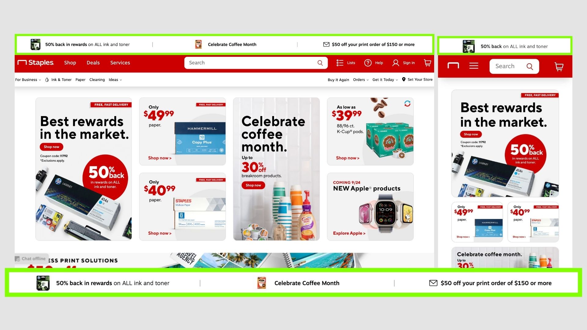 Staples announcement bar