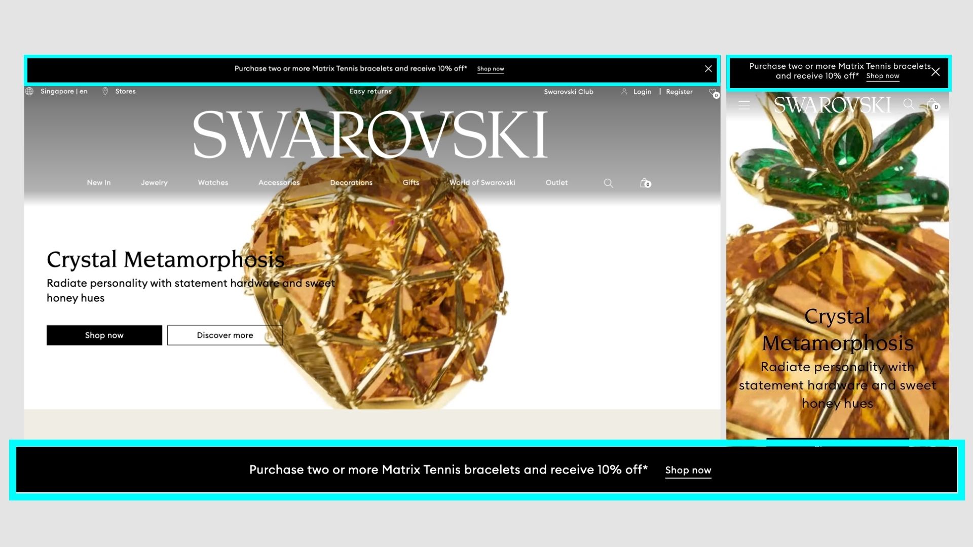 Swarovski announcement bar