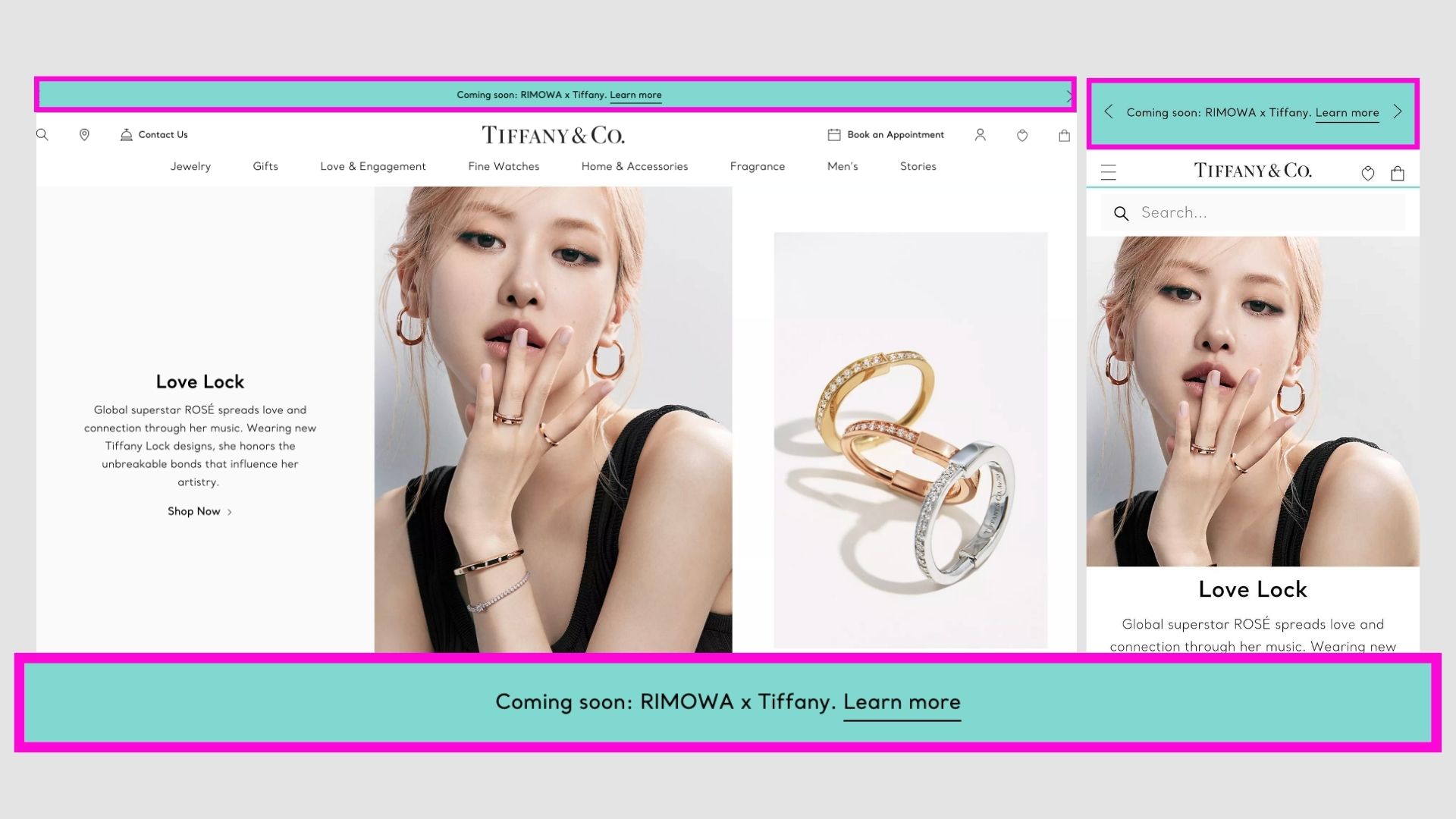 Tiffany &amp; Co. announcement bar