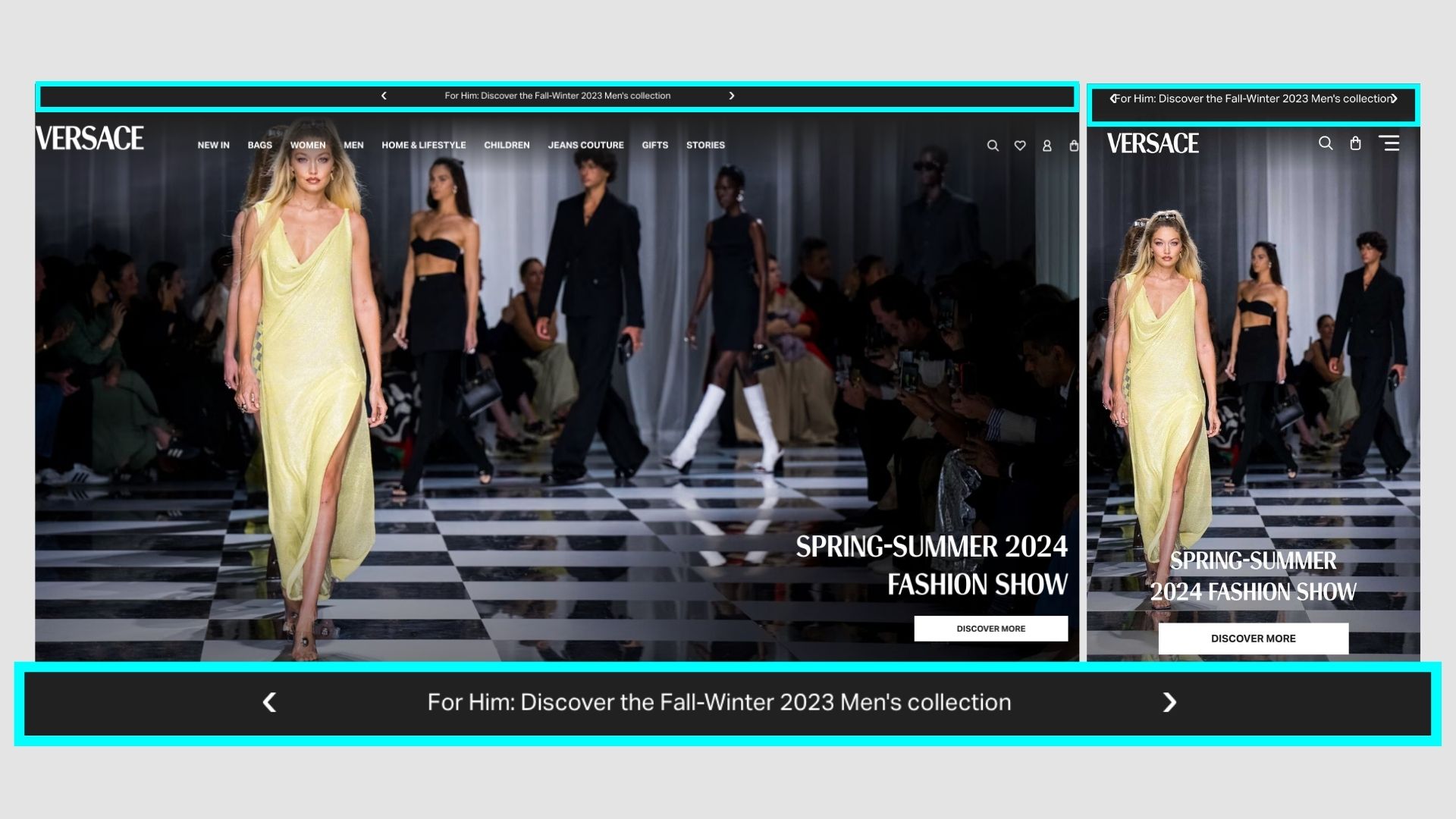 Versace announcement bar